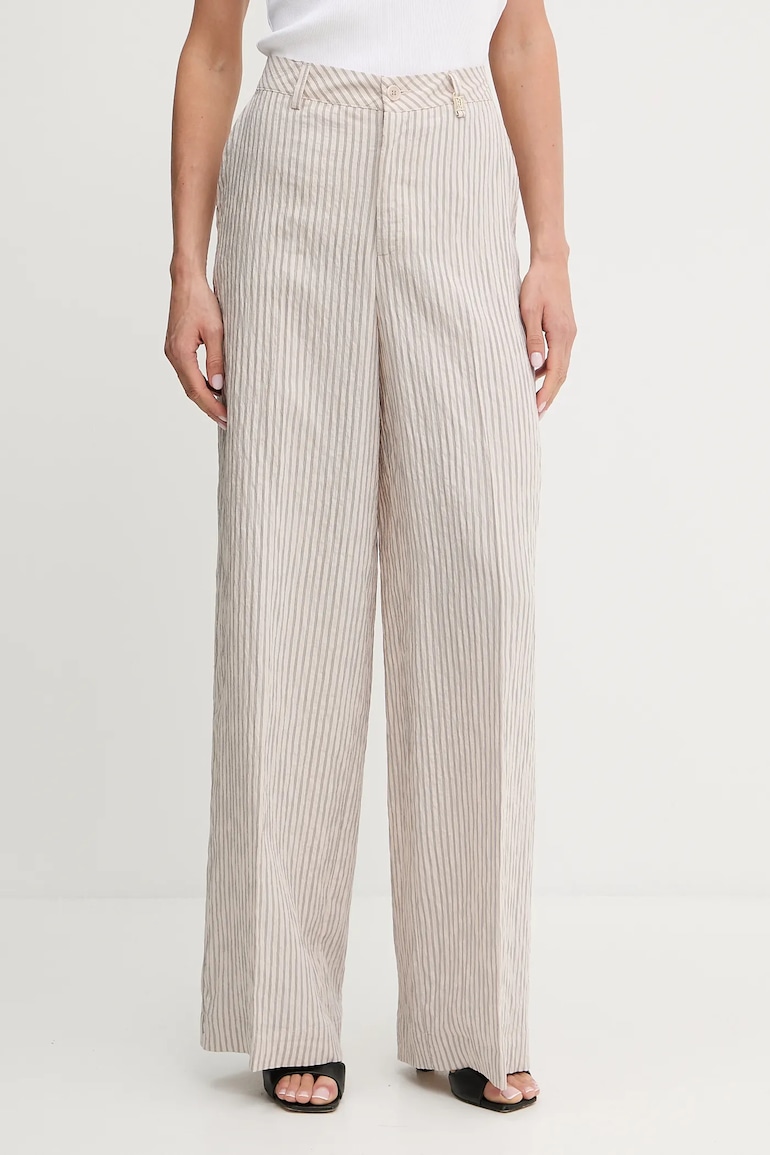 Панталон Liu Jo в бежово с широка каройка, с висока талия WA5399.T4305