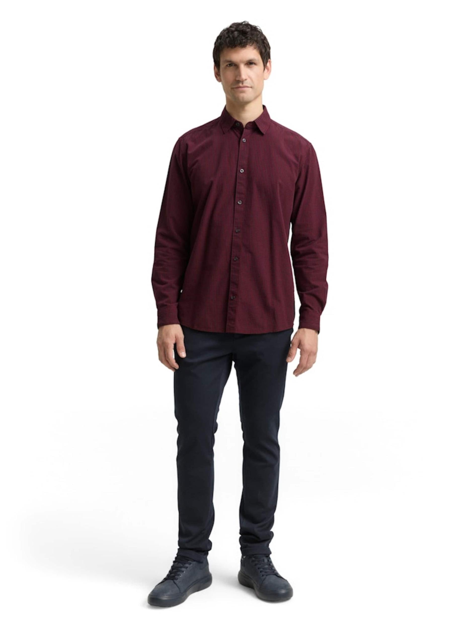 TOM TAILOR Риза винено червено / черно