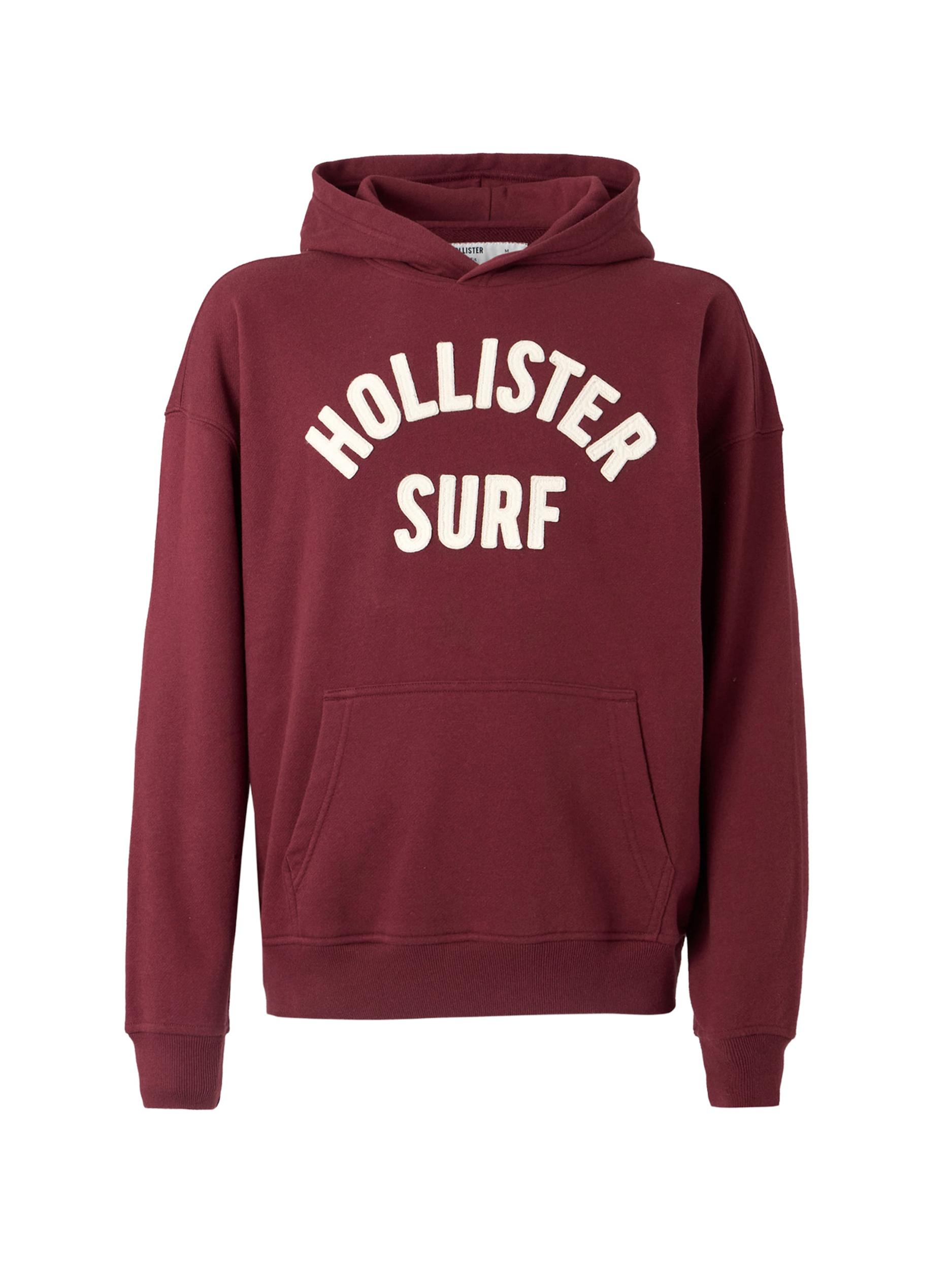 HOLLISTER Суичър бургундово червено / бяло
