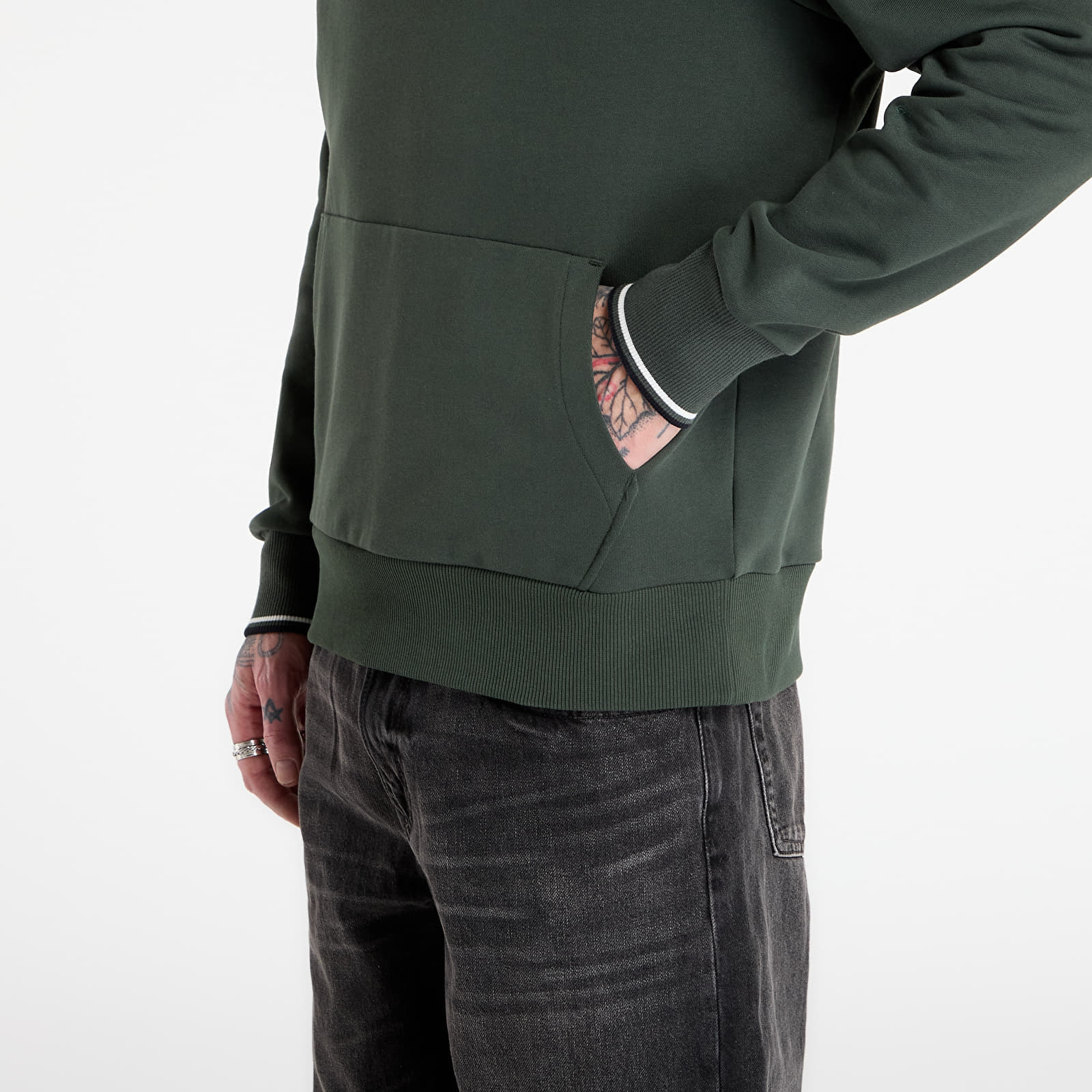 Суитшърт FRED PERRY Tipped Hooded Sweatshirt Court Green/ Snow White/ Navy XL