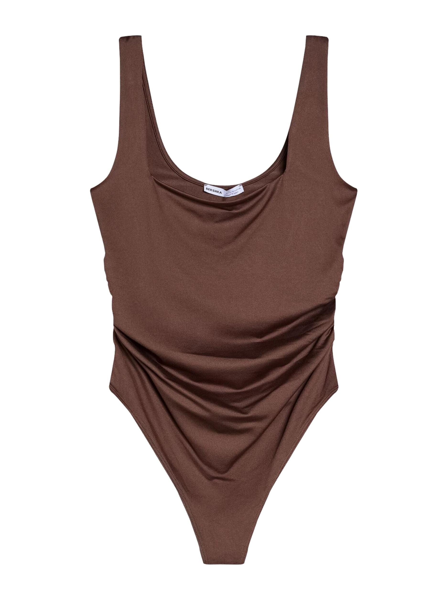 Bershka Блуза боди кафяво