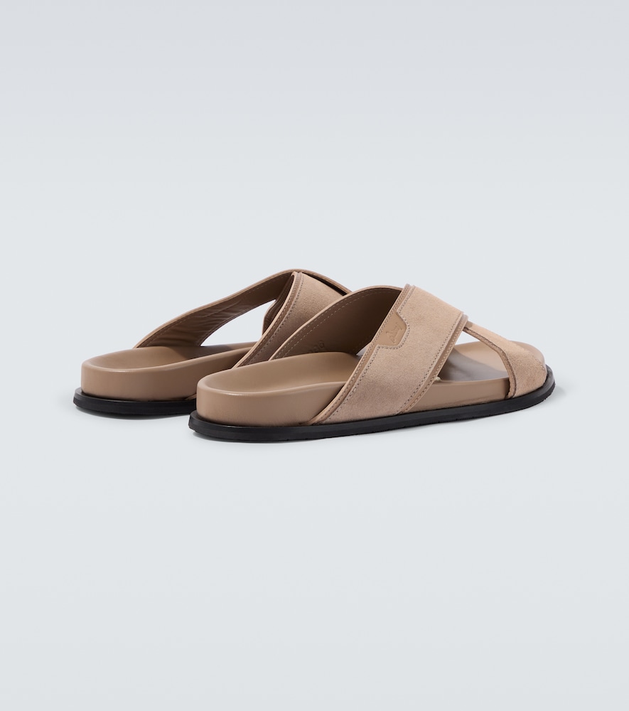 Brioni Leather-trimmed suede sandals