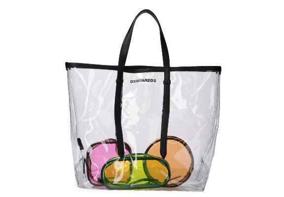 прозрачна чанта с цветни несесери