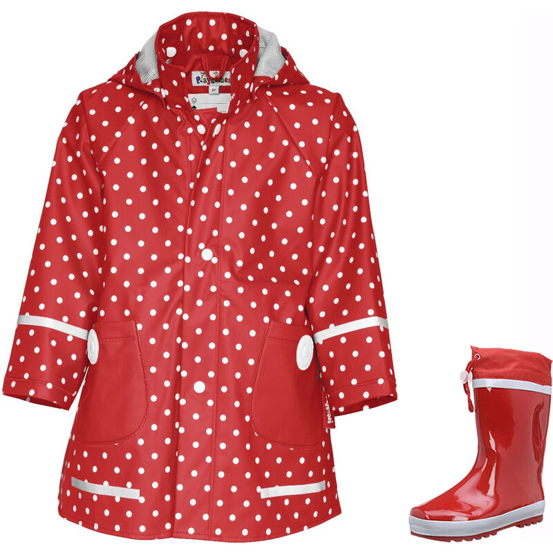 Playshoes Детски гумени ботуши Red и дъждобран