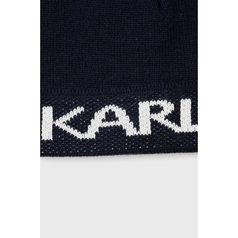 Шапка Karl Lagerfeld в тъмносиньо с фина плетка