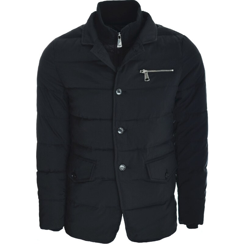 STREET STYLE Мъжко черно яке-сако с висока яка