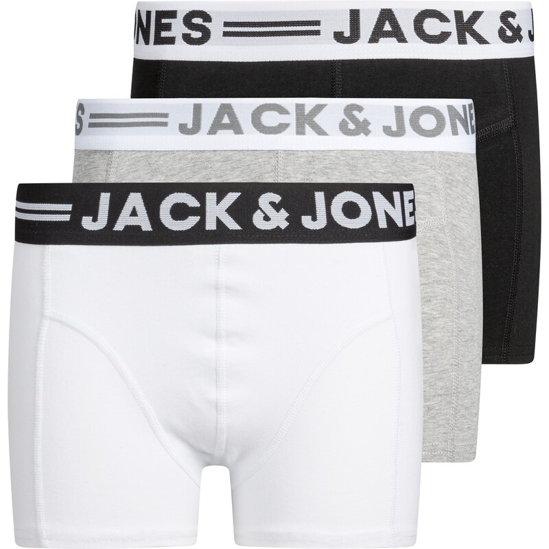 Jack & Jones Junior Долни гащи сив меланж / черно / бяло
