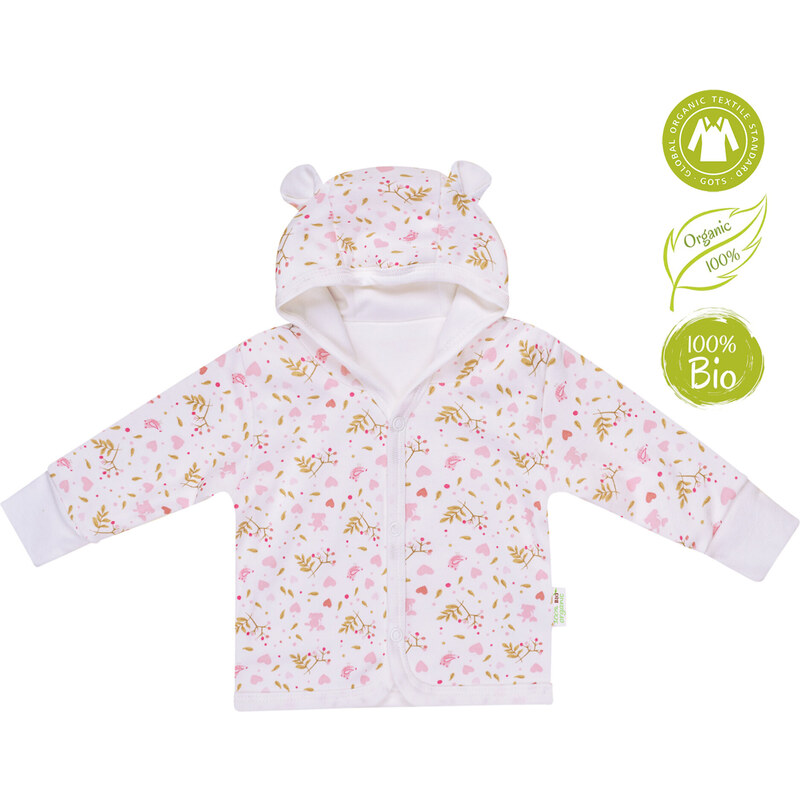 Памучно бебешко палтенце Bio Baby с ушички за момичета
