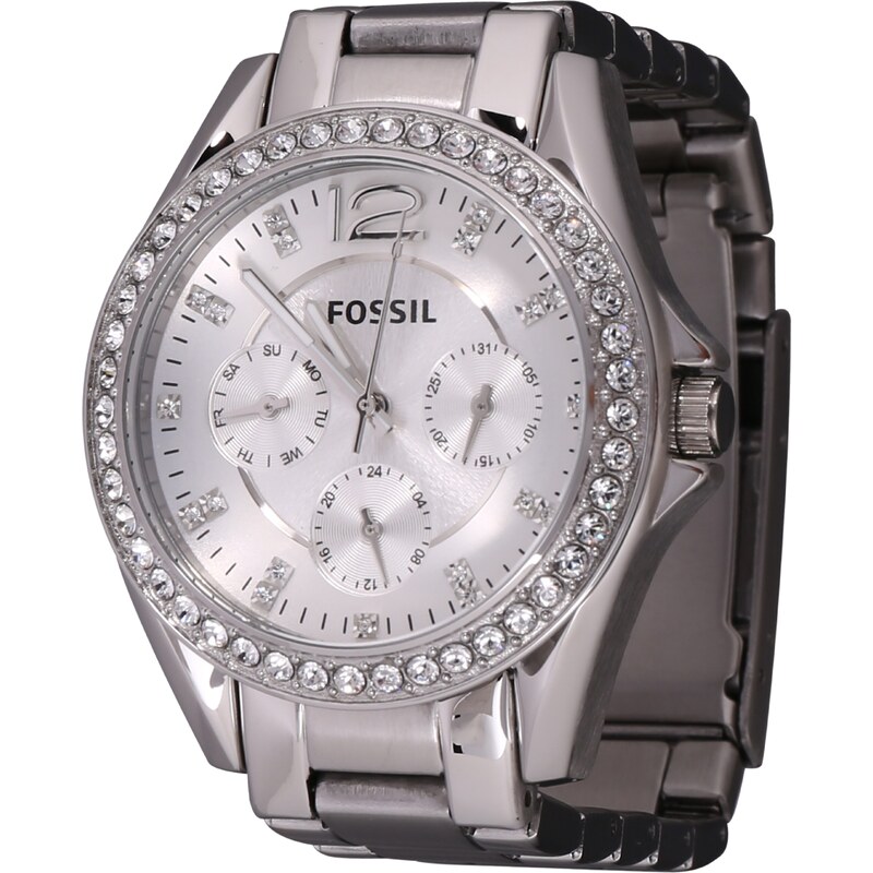 FOSSIL Аналогов часовник 'RILEY' сребърно / бяло