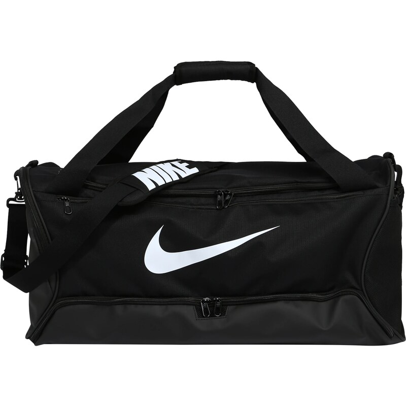NIKE Спортна чанта 'Brasilia 9.5' черно / бяло