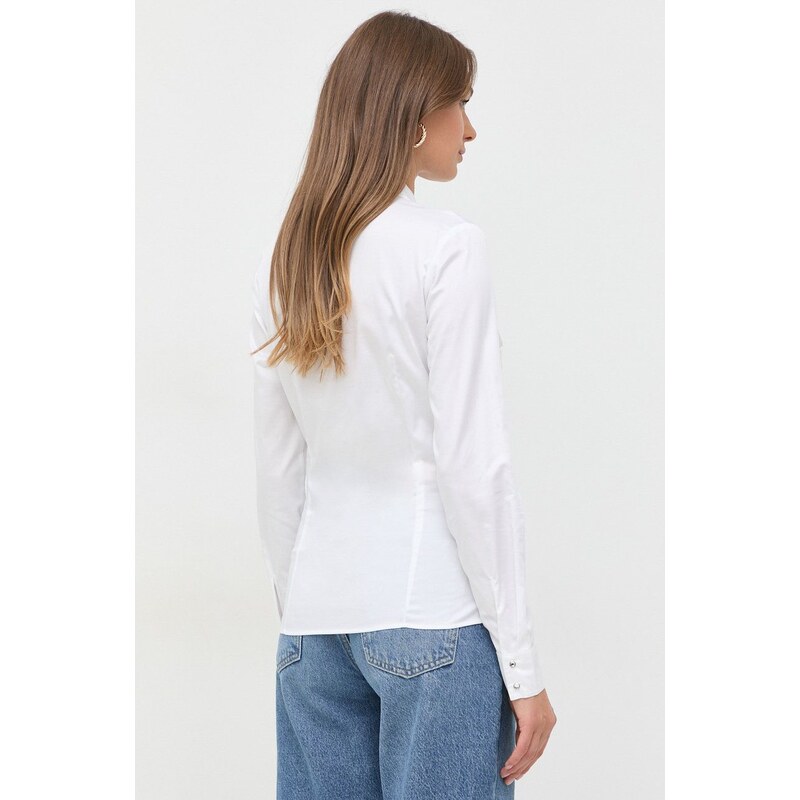 Риза Guess CATE дамска в бяло с кройка по тялото класическа яка W2YH41 WAF10