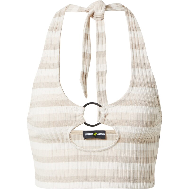 ABOUT YOU x Antonia Топ ' Carey' бежово / цвят "пясък" / бяло