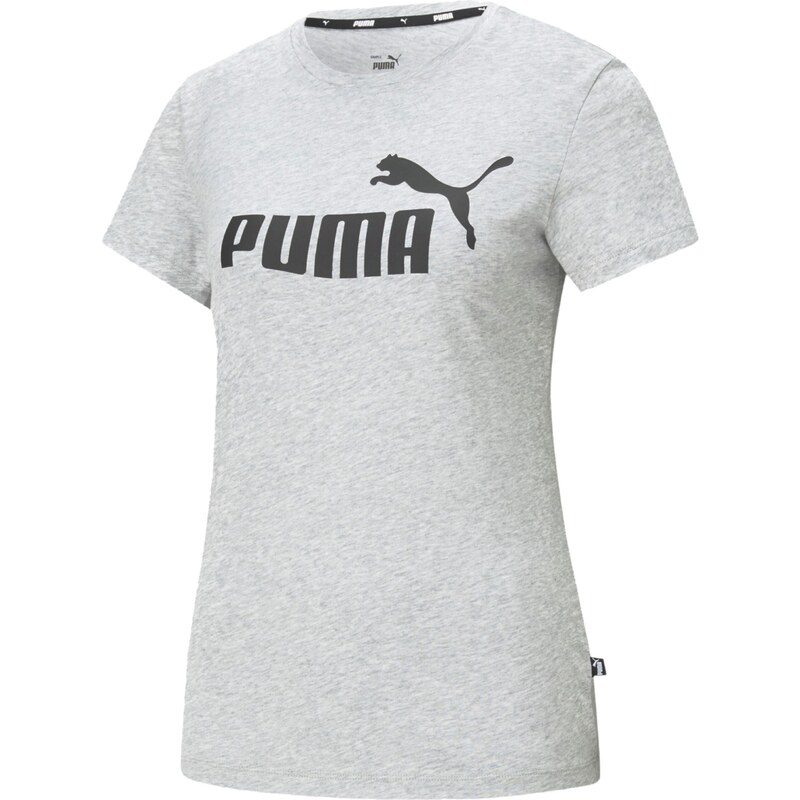 PUMA Функционална тениска 'Essential Logo Tee' сив меланж / черно
