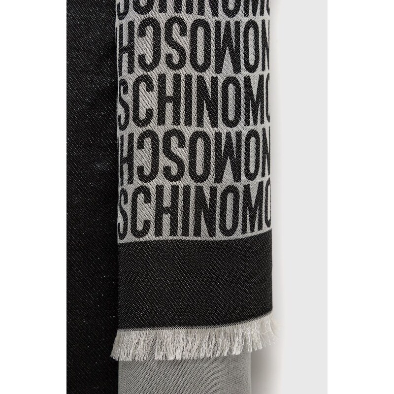 Копринен шал Moschino в черно с десен M2777 30735
