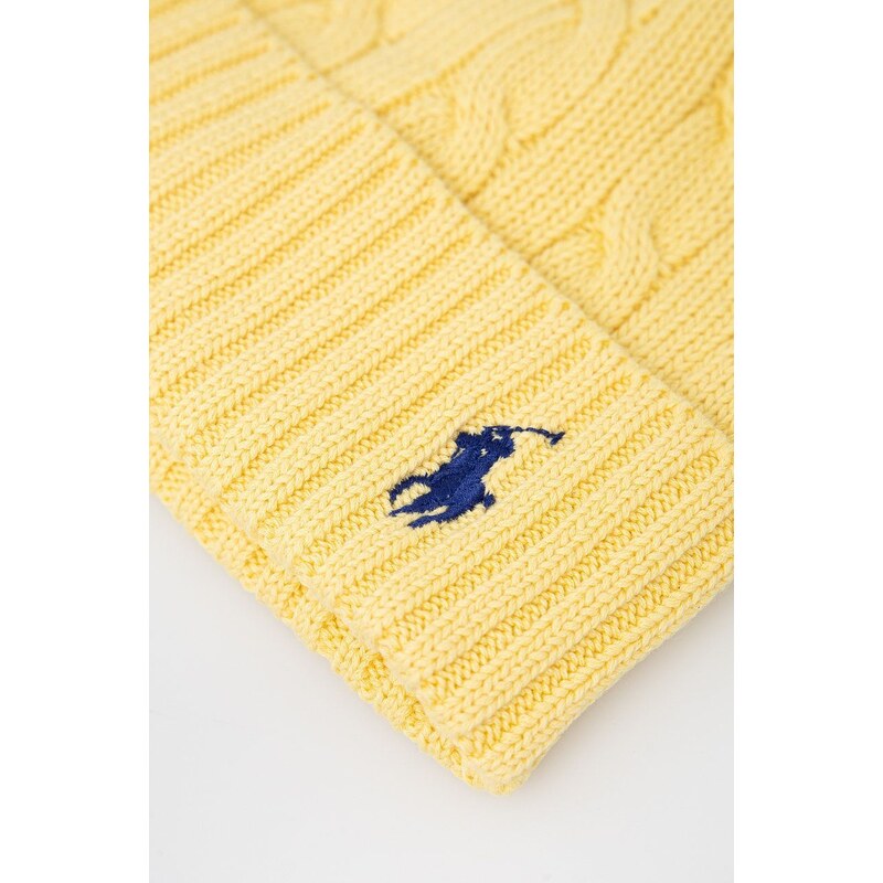 Памучна шапка Polo Ralph Lauren в жълто от памук