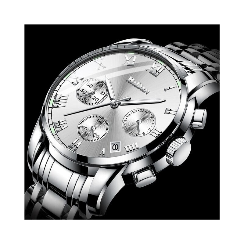Мъжки часовник Biden Chronograph, Неръждаема стомана, Кварцов, Сребрист