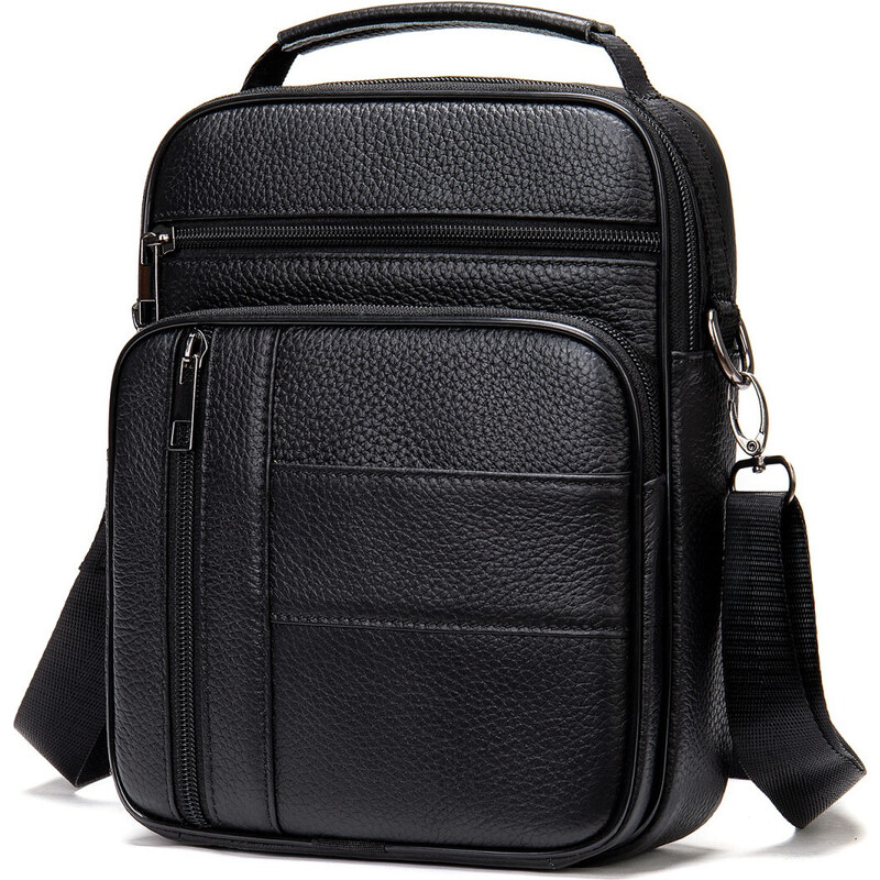 PFY Мъжка чанта, Leon GT952, естествена кожа, черен модел