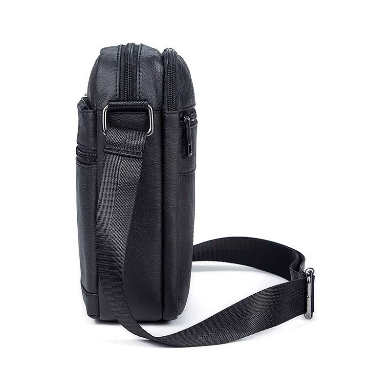 OEM Чанта за рамо за мъже Mateo GT1819, естествена кожа, черна
