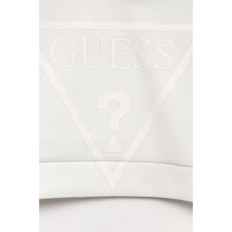 Детски суичър Guess в бяло с качулка с принт - GLAMI.bg