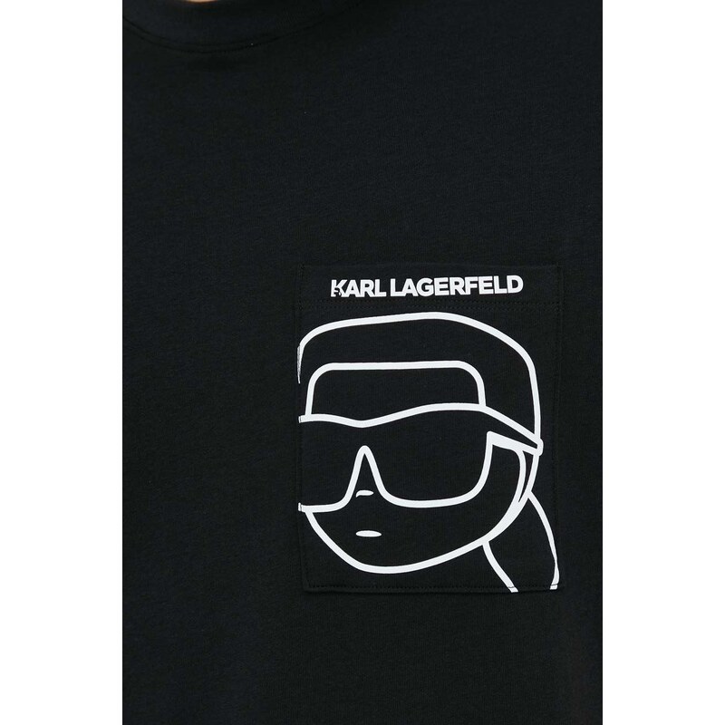 Пижама Karl Lagerfeld мъжка в черно с изчистен дизайн
