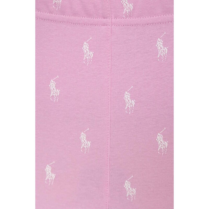 Памучна пижама Polo Ralph Lauren в розово с десен