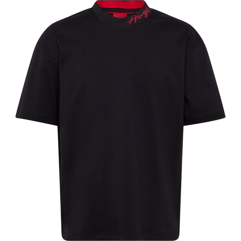 HUGO Red Тениска 'Demming' червено / черно