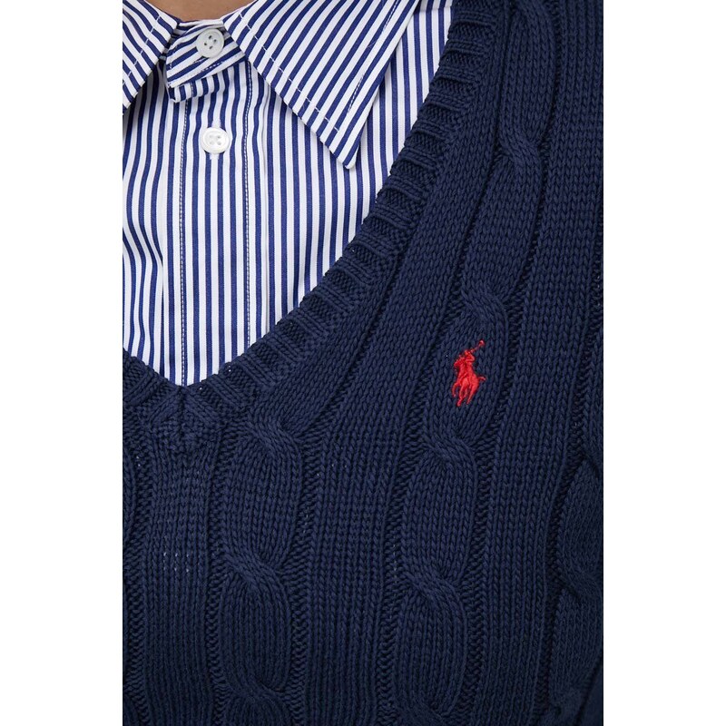 Памучен пуловер Polo Ralph Lauren в тъмносиньо от лека материя 211891641