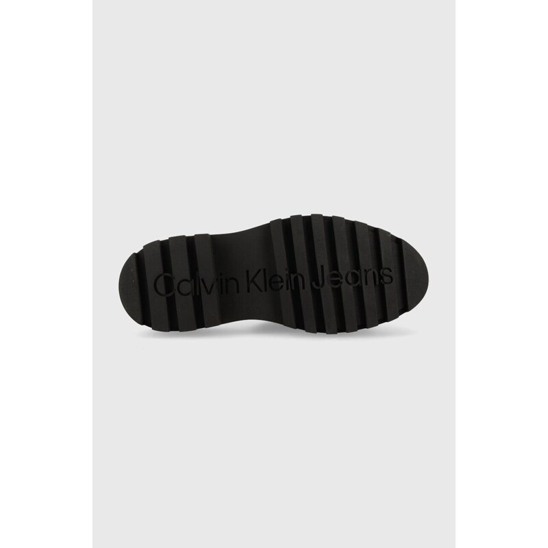 Чехли Calvin Klein Jeans TOOTHY COMBAT SANDAL WEBBING в черно с платформа YW0YW00949