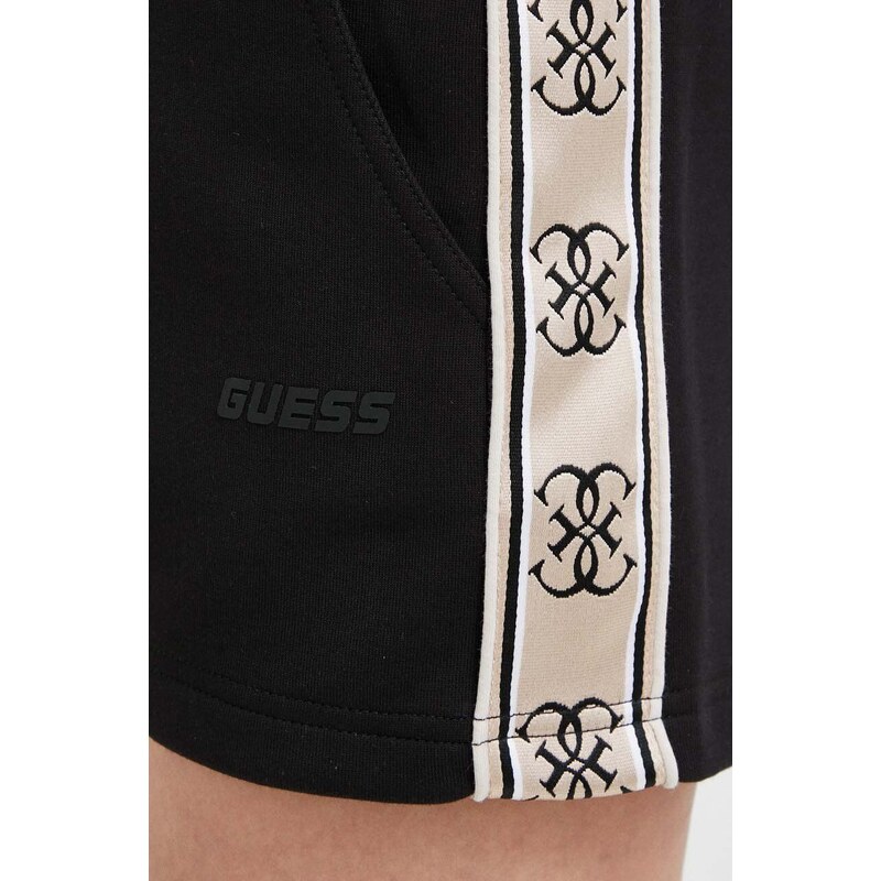 Къс панталон Guess BRITNEY в черно с апликация със стандартна талия V3GD13 KB3P2