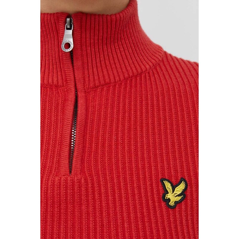 Пуловер с вълна Lyle & Scott дамски в червено от топла материя