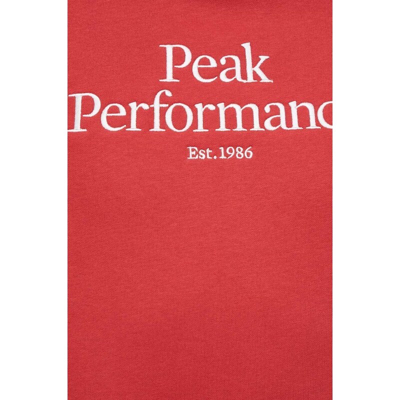 Суичър Peak Performance в червено с качулка с изчистен дизайн