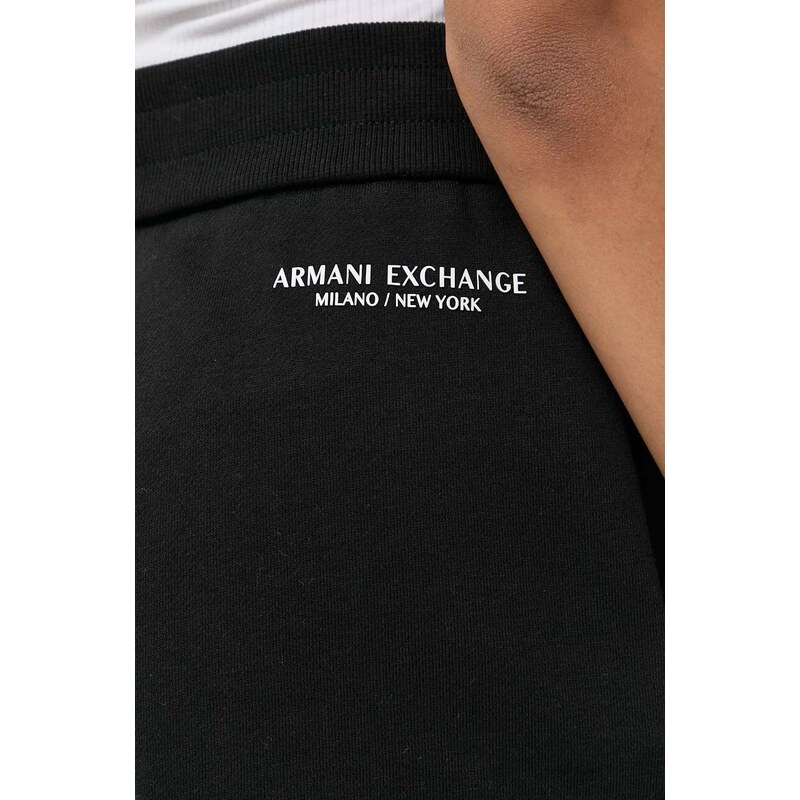 Къс панталон Armani Exchange в черно с изчистен дизайн висока талия 8NYSBA YJE5Z NOS