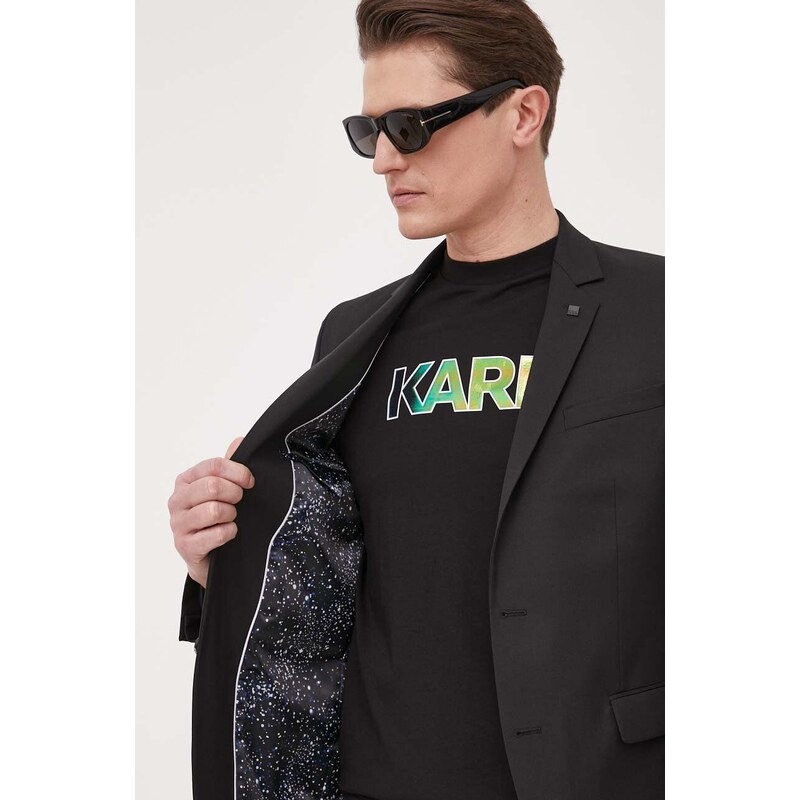 Вълнено сако Karl Lagerfeld в черно