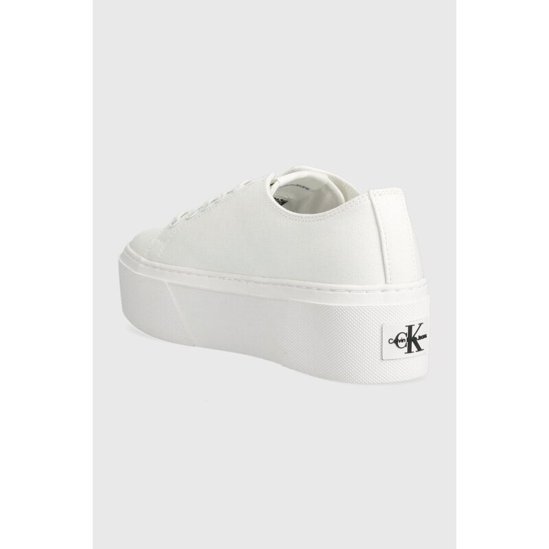 Ниски кецове Calvin Klein Jeans FLATFORM+ CUPSOLE LOW TXT в бяло YW0YW01033