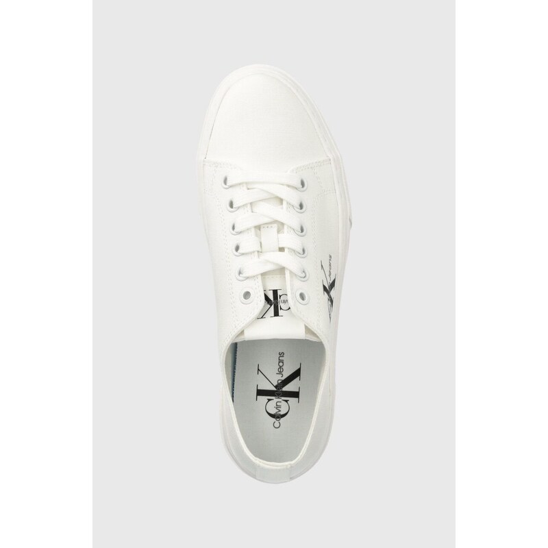 Ниски кецове Calvin Klein Jeans FLATFORM+ CUPSOLE LOW TXT в бяло YW0YW01033