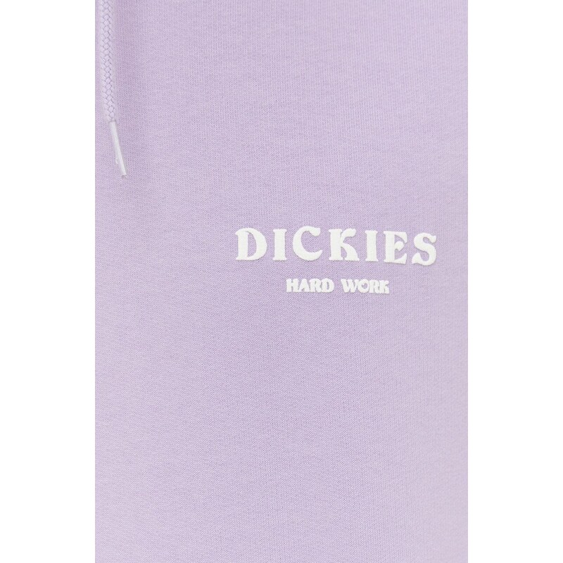 Памучен суичър Dickies в лилаво с качулка с принт