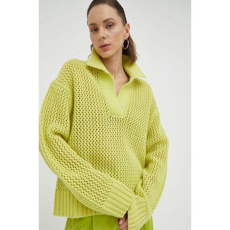 Вълнен пуловер Samsoe Samsoe дамски в зелено