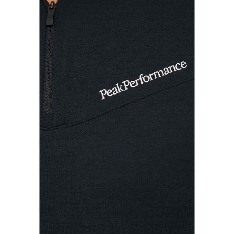 Спортен суичър Peak Performance Chase Half Zip в черно с изчистен дизайн