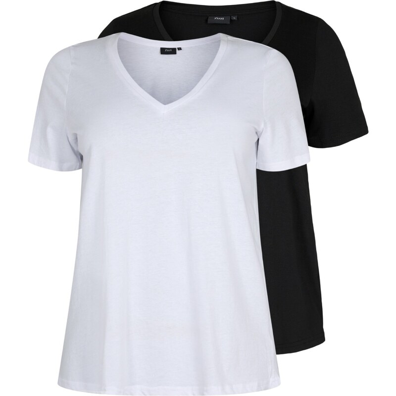 Zizzi Тениска 'MKATJA' черно / бяло