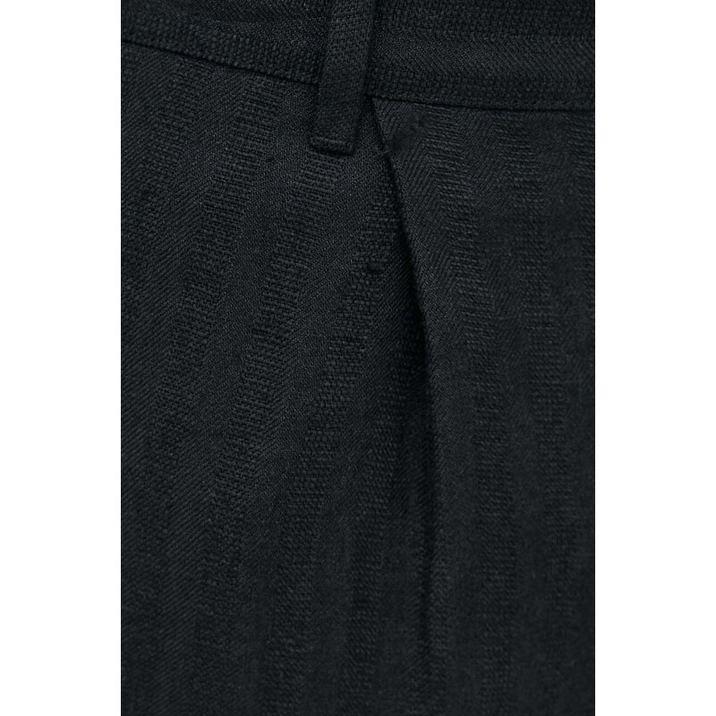 Ленен костюм Emporio Armani в черно с изчистен дизайн