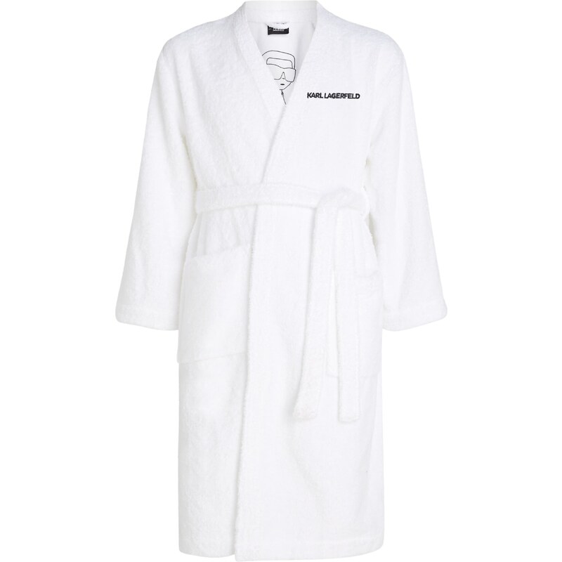 Karl Lagerfeld Дълъг халат за баня 'Ikonik 2.0' бяло