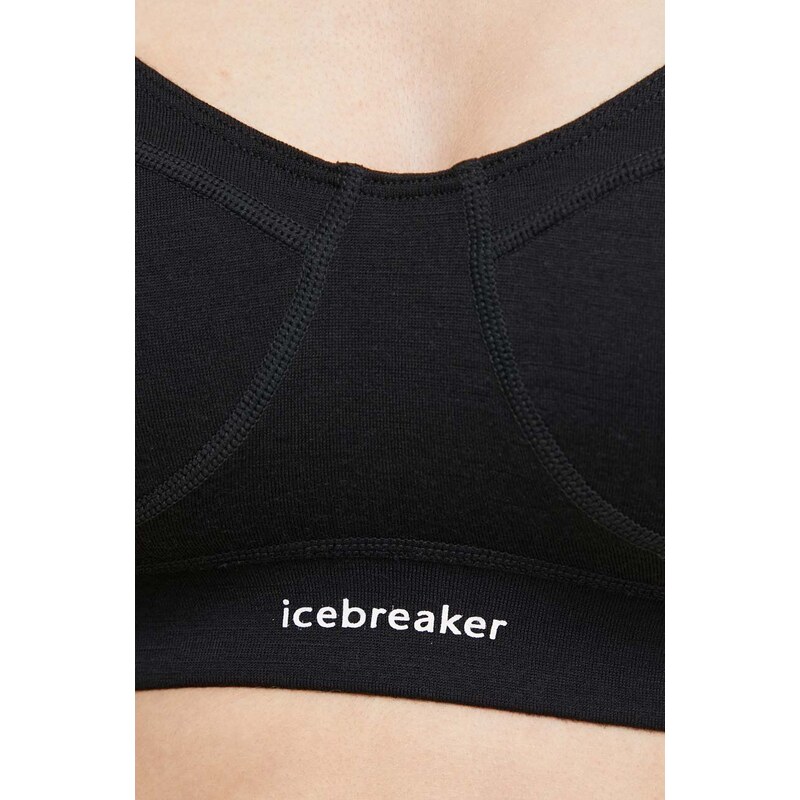 Функционално бельо Icebreaker Queens Clasp Bra в черно с изчистен дизайн