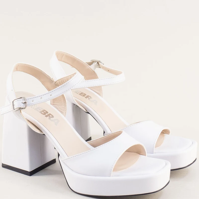ТУРЦИЯ Бели дамски сандали на висок ток и платформа - GLAMI.bg