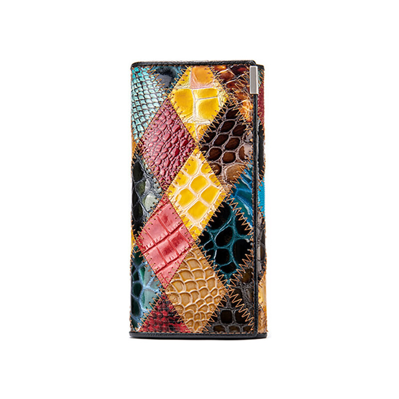 DELIS Дамски портфейл Candence PT1154, естествена кожа, многоцветна шарка