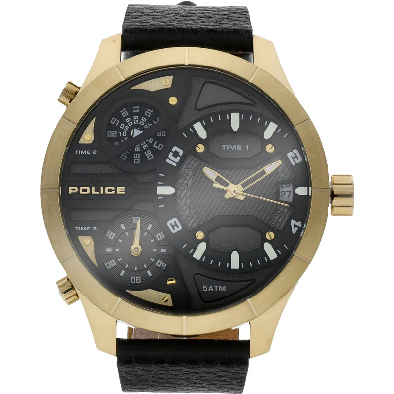 Police Orologio Uomo PEWJB2110601 – Collezione Classica, Cinturino In Pelle, Cassa Dorata, Movimento Al Quarzo, Eleganza Italiana