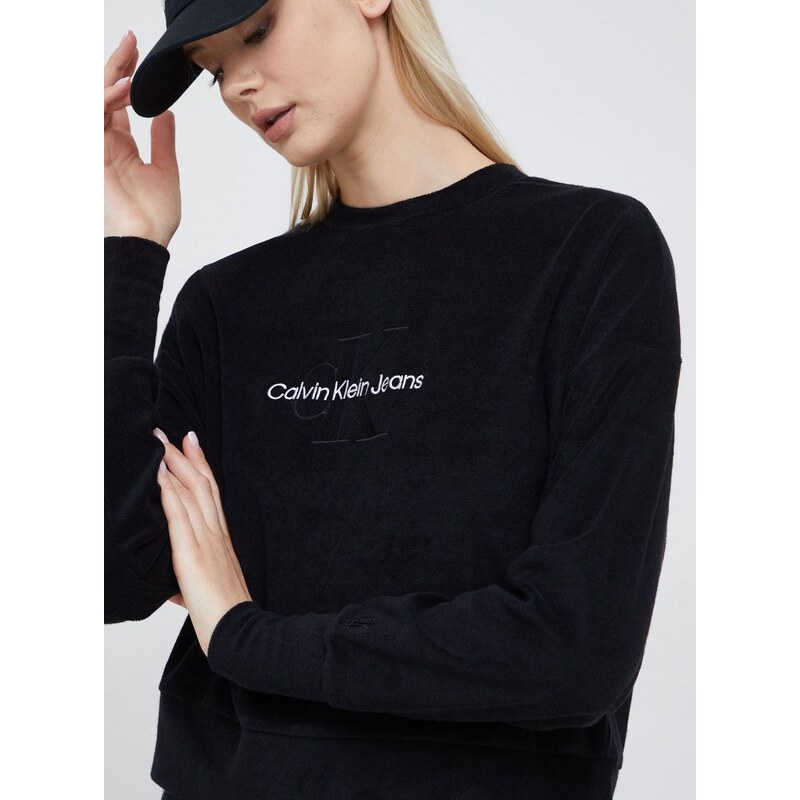 Суичър Calvin Klein Jeans в черно с апликация