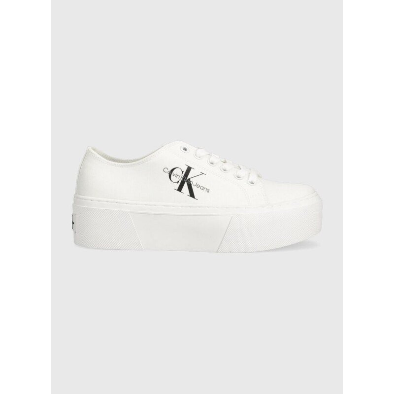 Ниски кецове Calvin Klein Jeans FLATFORM+ CUPSOLE LOW TXT в бяло YW0YW01033