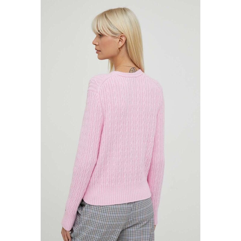 Пуловер с вълна Tommy Hilfiger дамски в розово