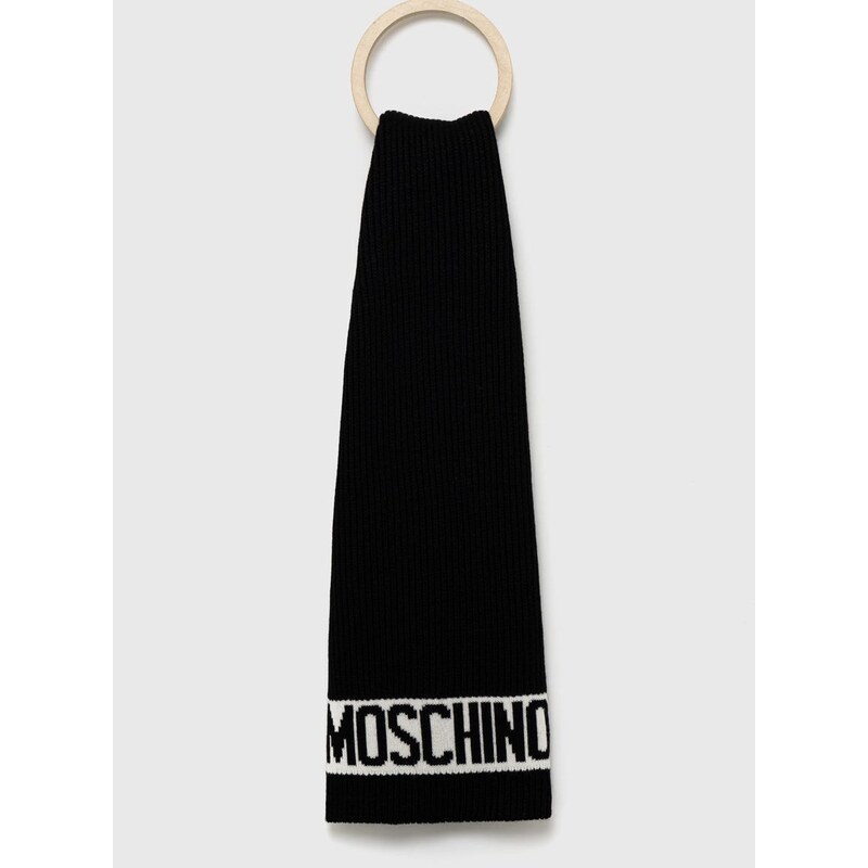Шал Moschino мъжки в черно с изчистен дизайн