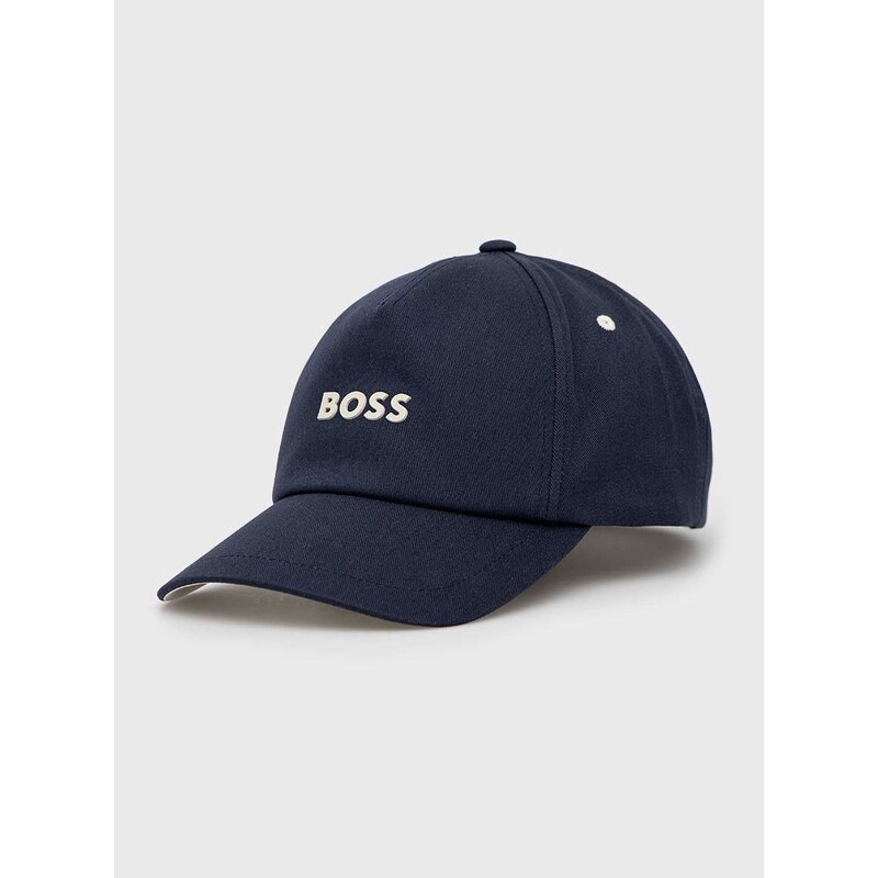 Boss Orange Памучна шапка с козирка BOSS CASUAL в черно с апликация